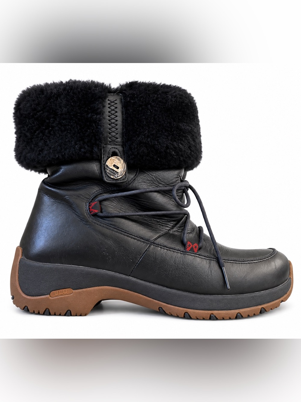 Rare Vintage ULU Raven Leather Shearling Winter Boots Women’s 10